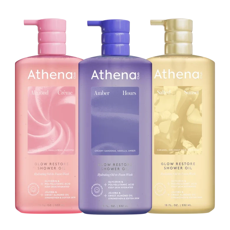 Glow Restore Shower Oil Trio - Oil Trio Refined Perspective Almond Creme, Amber Hours, Salted Sunset
